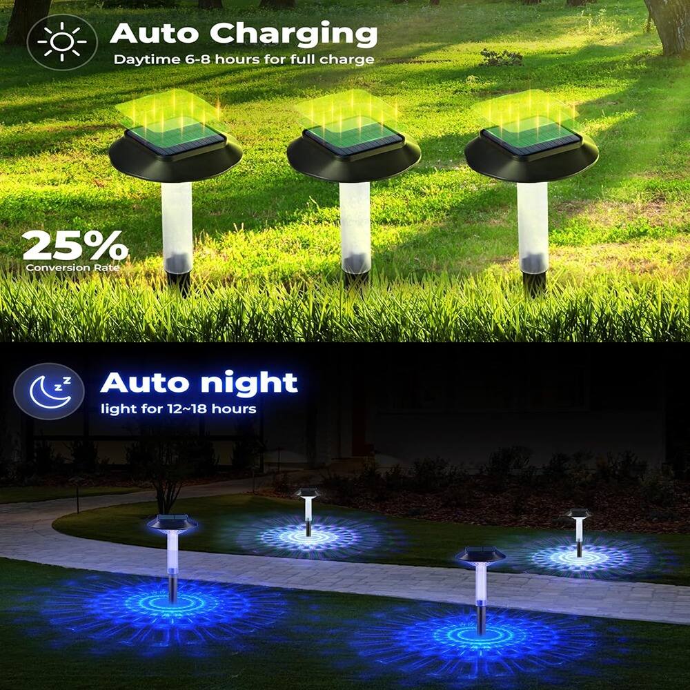 ❣️SOLAR. RGB PARKER SLATER “Color Changing Solar Pathway Lights 8 Pack