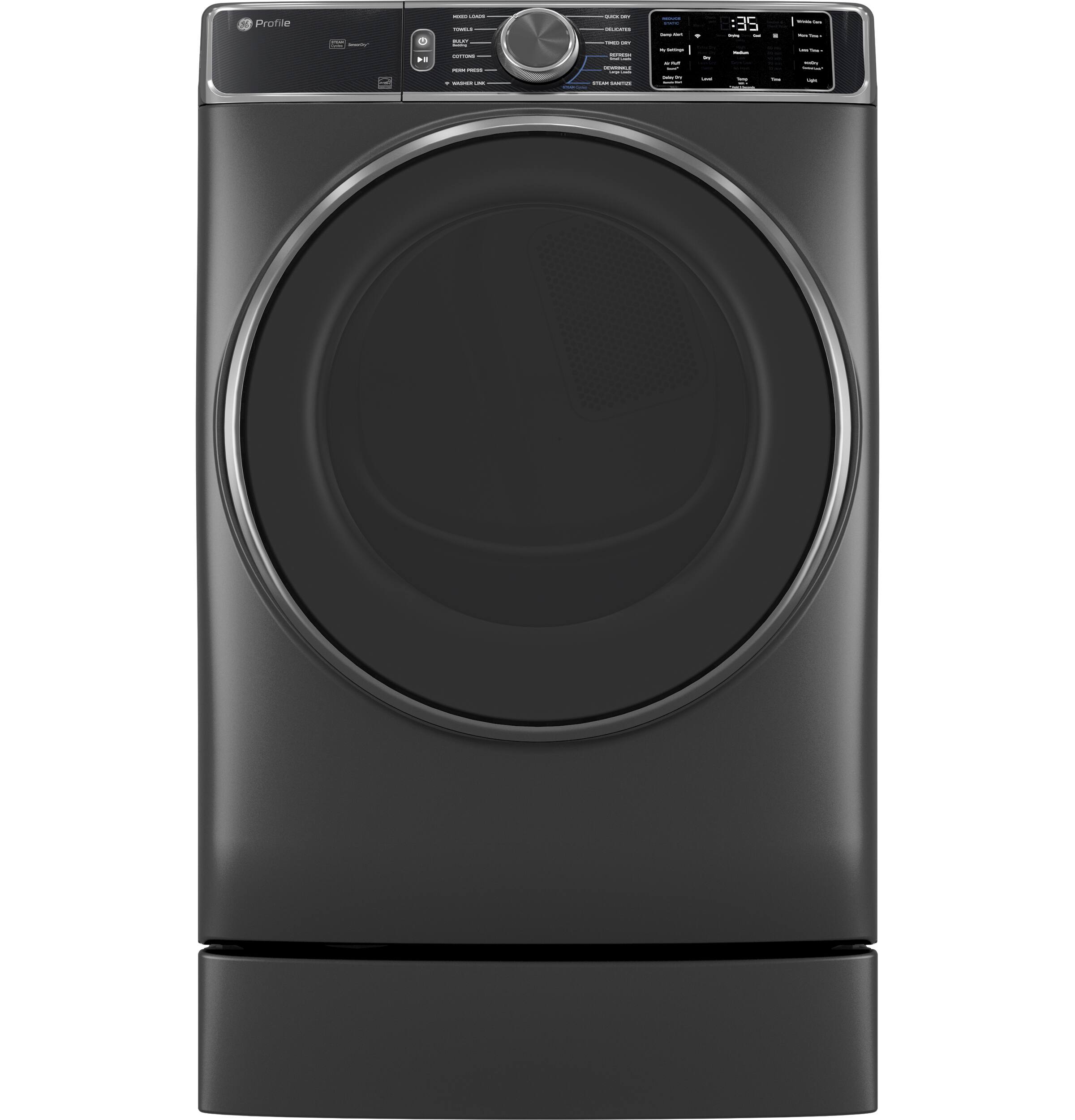 Alt View 14. GE Profile - 7.8 Cu. Ft. Stackable Smart Electric Dryer with Steam and Sanitize Cycle - Carbon Graphite.