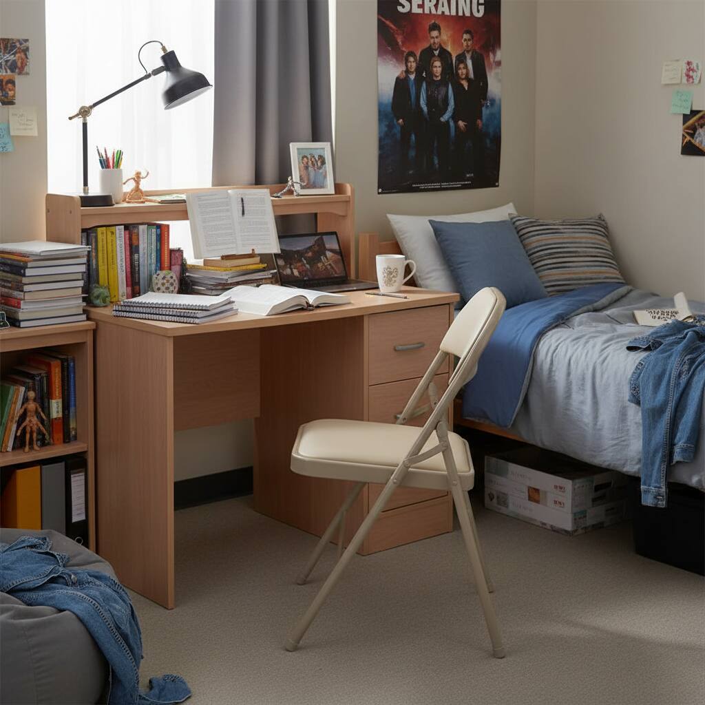 Angle. AOITUN - Folding Chair 4 Pack Leather Padded, Comfortable Seating for Daily Use for Home, Office - Khaki.