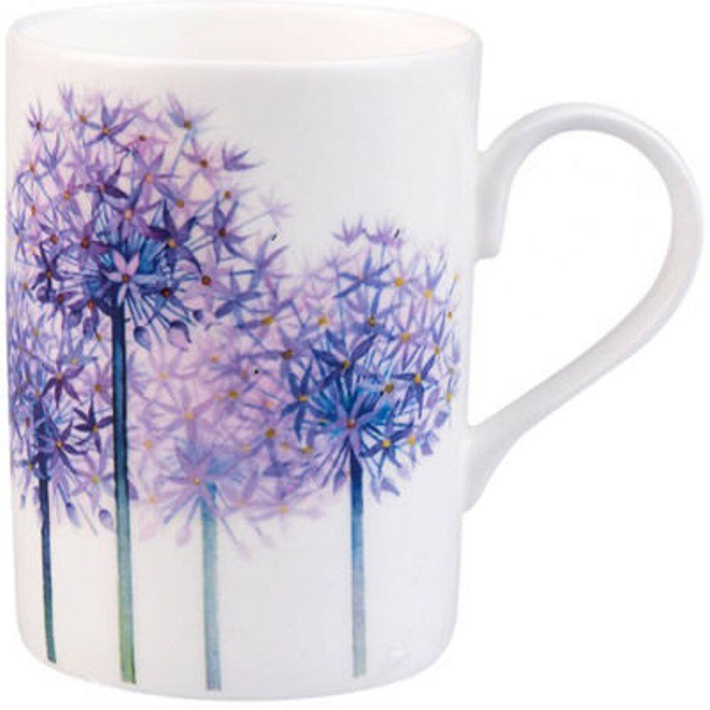 Angle. Jiallo - Roy Kirkham LUCY MUG-ALLIUMS, Set of 6, Bone China Ceramic, Made in England - Mutli color.