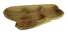 Zeckos - Natural Fir Tree Root 4-Section Snack Serving Tray - Beige