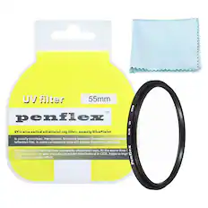 UV filter 55mm S5MM TM penflex UV UV is also called ultraviolet ray filter, namely UltraViolet SLIM. It is usually colorless, transparent, but some because of the relationship between reflection film, in some perspective view will appear purple or purple red. UV can weaken the blue tone caused by ultraviolet rays. At the same time, it can also exclude ultraviolet interference in CCD, helps to improve the clarity and color effect. Penflex