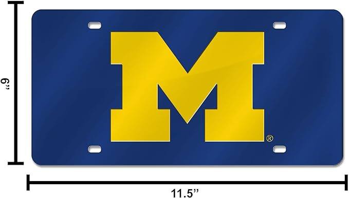 Alt View 4. Rico Industries - Michigan-Wolverine's Logo Mirror Look LASER License Plate Auto Tag - Multi.