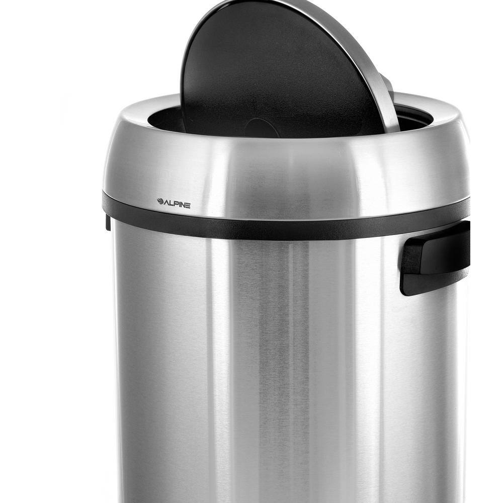 Alt View 1. Alpine Industries - Stainless Steel 17 Gallon Open Top Trash Can with Swivel Lid - Stainless Steel.