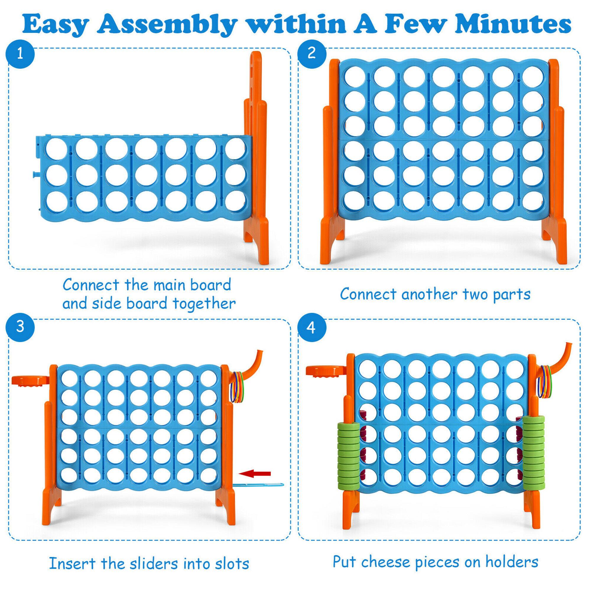 Easy Assembly within A Few Minutes

1. Connect the main board and side board together
2. Connect another two parts
3. Insert the sliders into slots
4. Put cheese pieces on holders