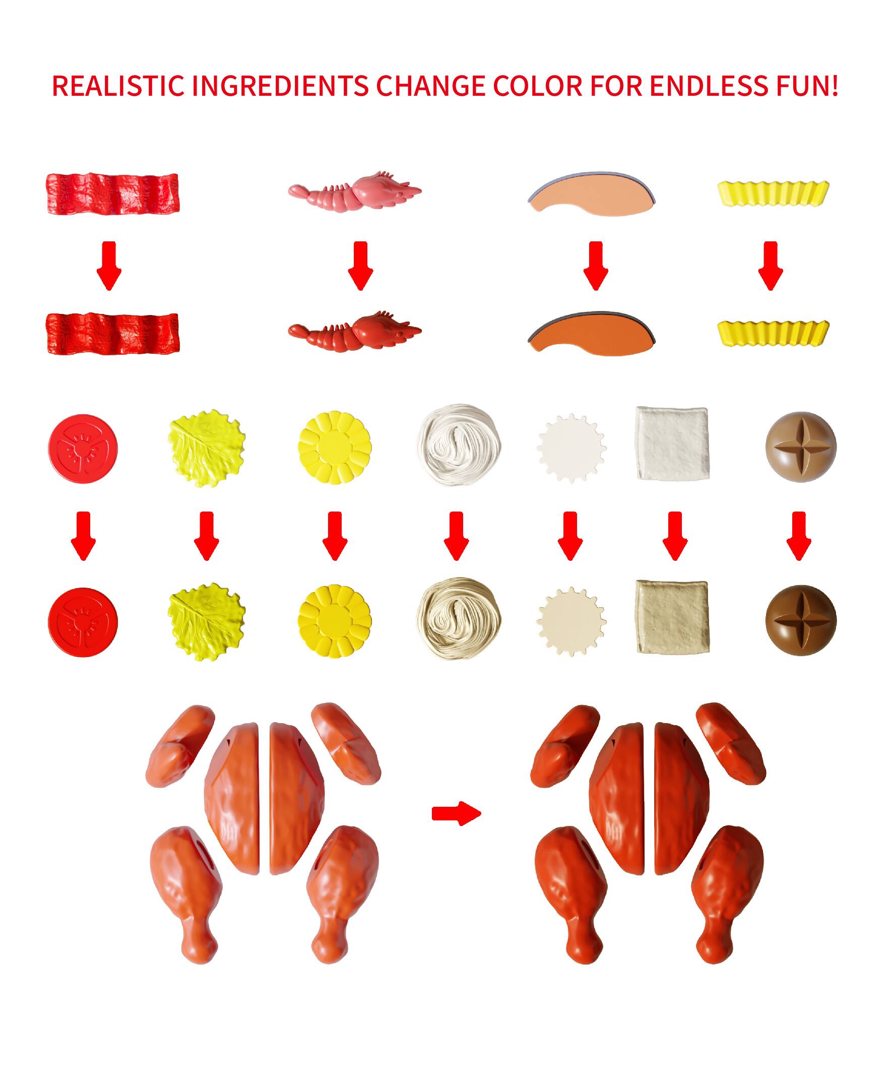 REALISTIC INGREDIENTS CHANGE COLOR FOR ENDLESS FUN!