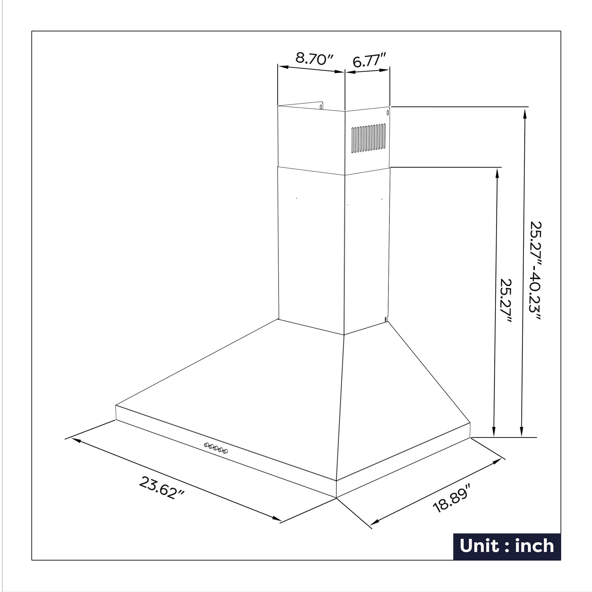 8.70"  
6.77"  
25.27"  
23.62"  
18.89"  
Unit: inch