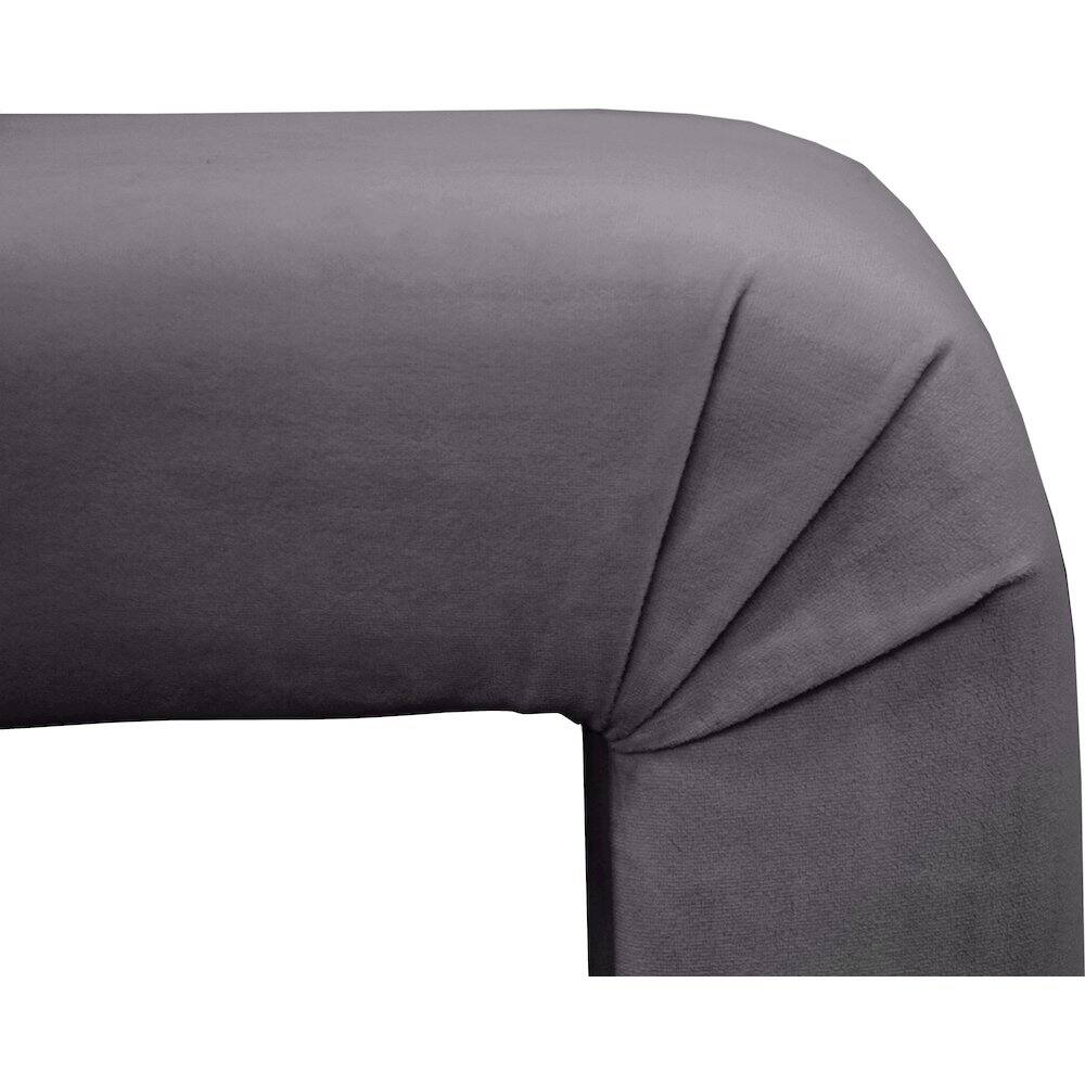 Alt View 4. Meridian Furniture - Minimalist Grey Velvet Bench - Grey.