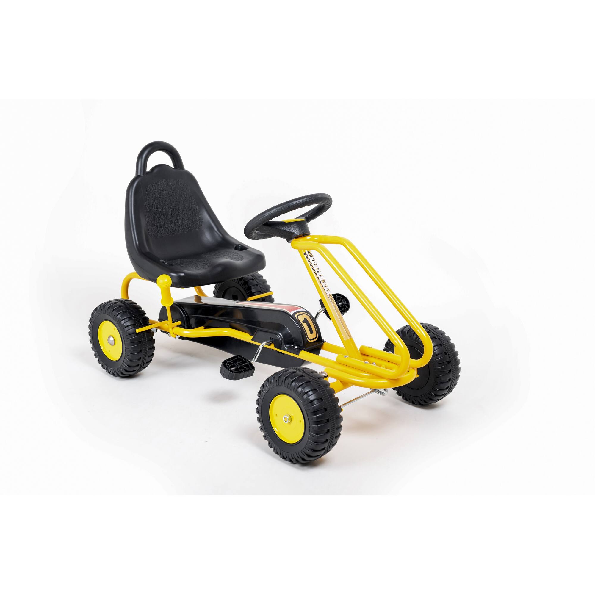 Alt View 6. Qaba - Kart for Kids, 4 Wheel Pedal Go Cart with Adjustable Seat - Yellow.