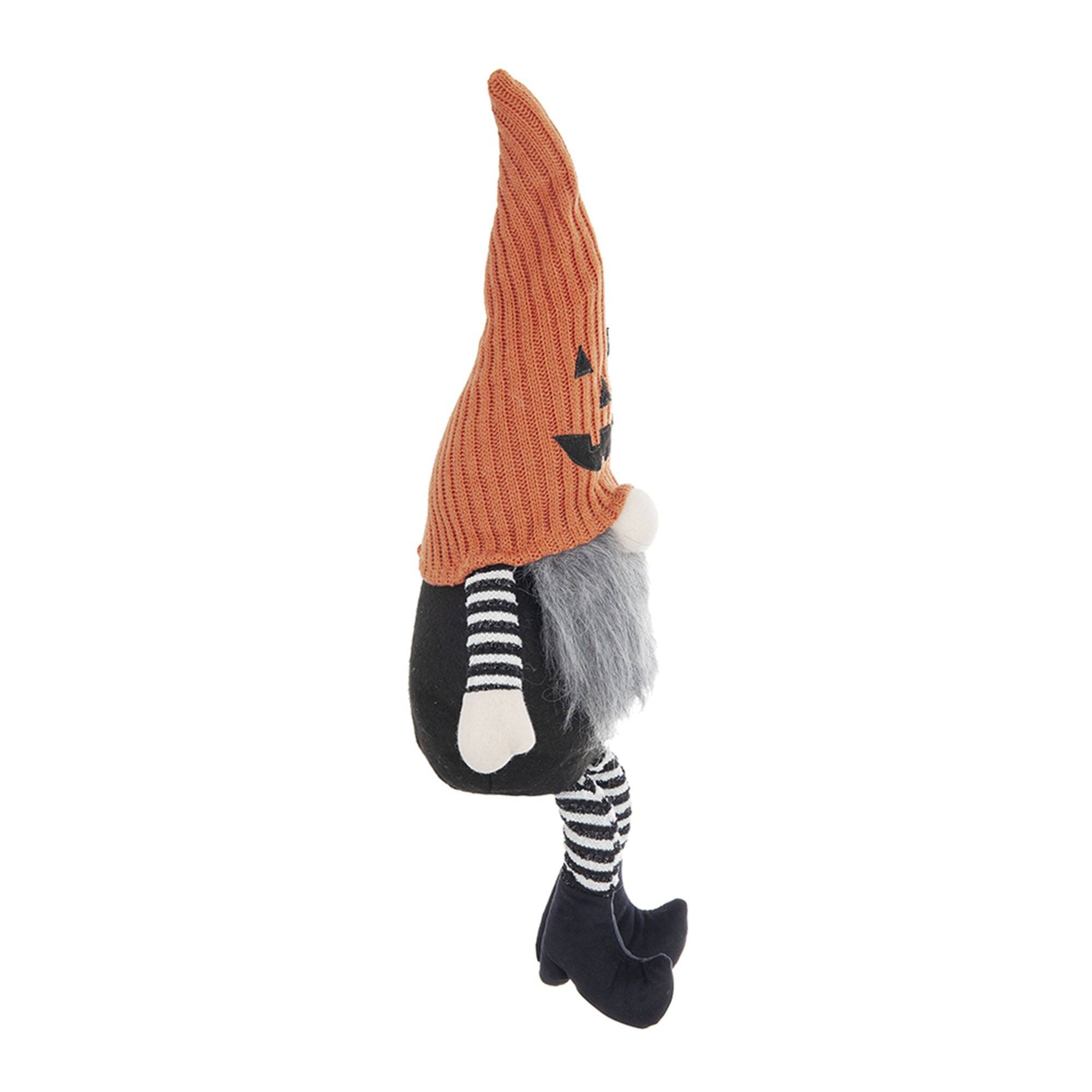 Alt View 5. Boyel Living - 23.5 Inch Seasonal Home Decor Large Halloween Sitting Gnome with Orange Knit Pumpkin Hat - Black,Orange,White.