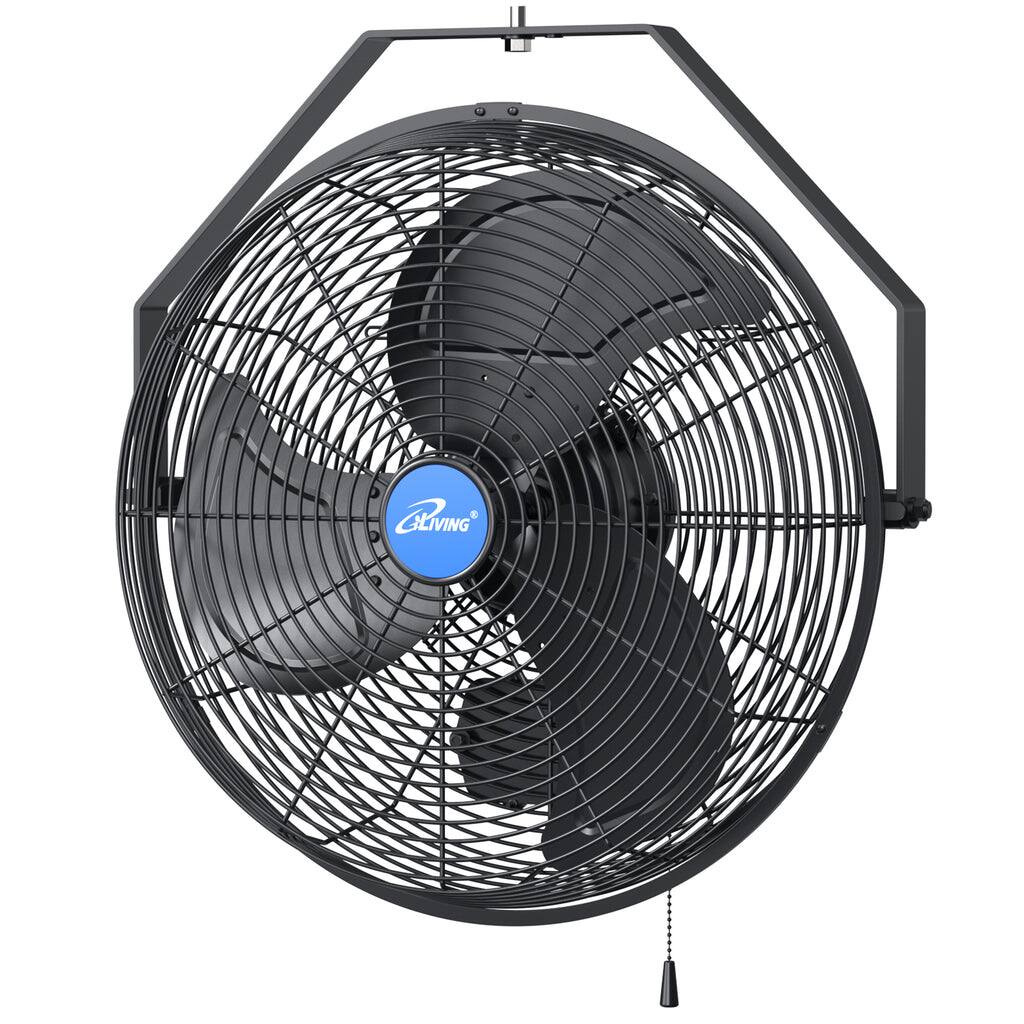 Front. iLIVING - 18" Wall Mount Fan, Variable Speed, 6360 CFM, Indoor/Outdoor Weatherproof, for Garage, Patio, Workshop - Black.