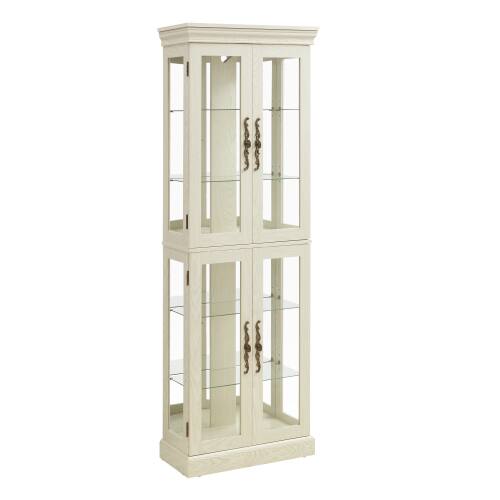 Alt View 4. LUCKY ONE - Freestanding Lighted Glass Curio Display Cabinet with Adjustable Shelves for Wine Toy Collectibles - Antique White.