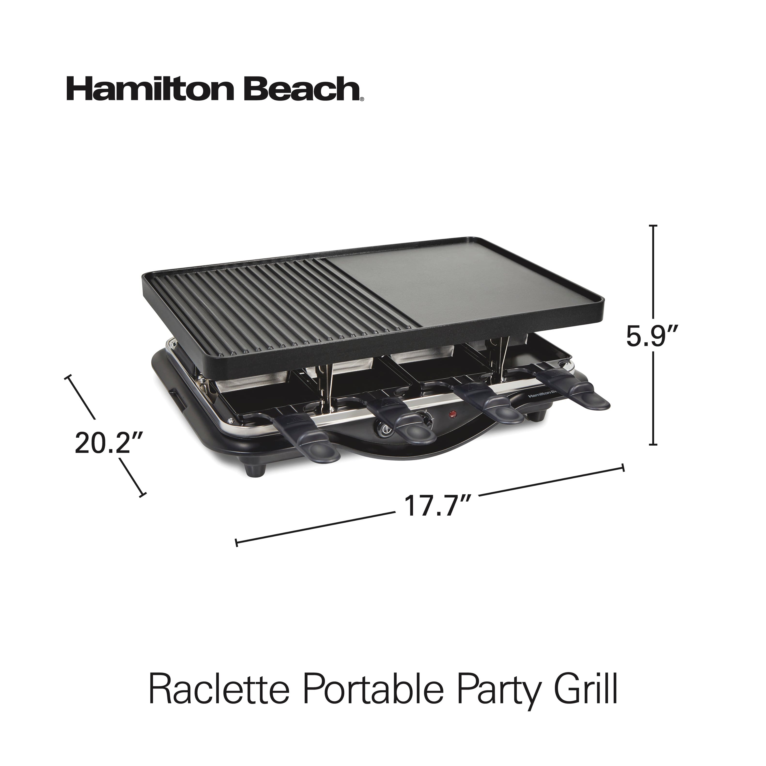 Hamilton Beach
Raclette Portable Party Grill
Dimensions:
- Length: 20.2"
- Width: 17.7"
- Height: 5.9"