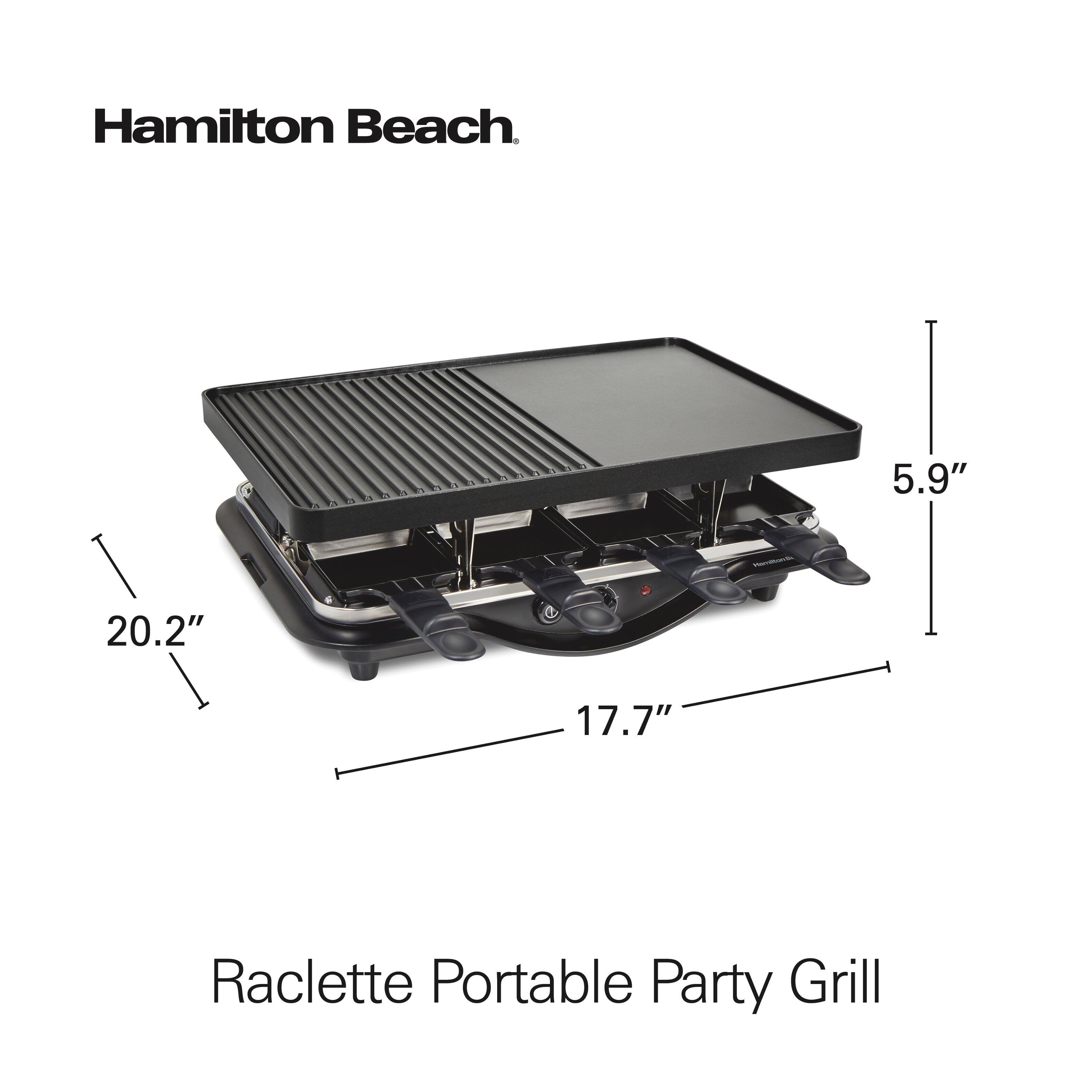 Hamilton Beach

Raclette Portable Party Grill

Dimensions:
- Length: 20.2"
- Width: 17.7"
- Height: 5.9"