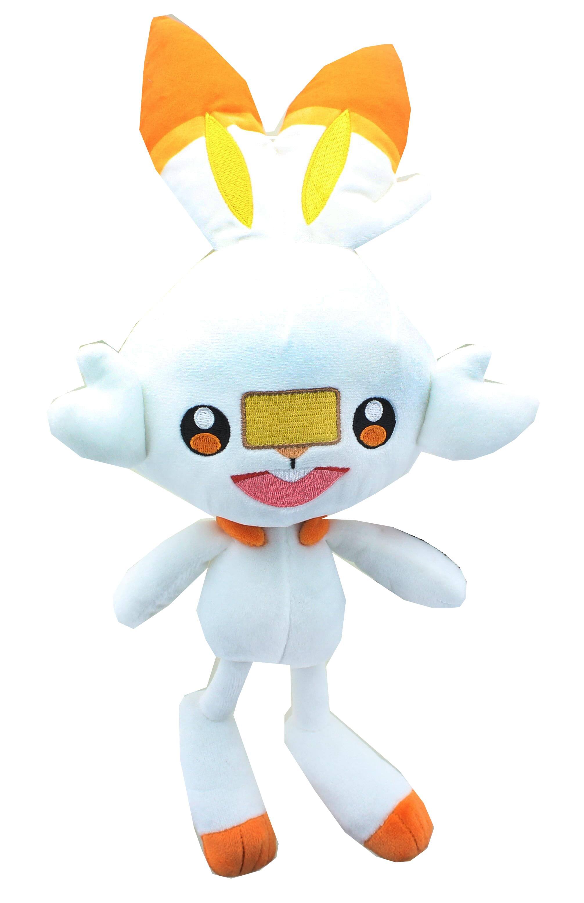 Front. Pokémon - Pokémon Sword & Shield 8 Inch Collectible Plush | Scorbunny - White.