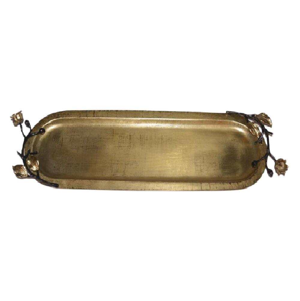 Left. Jiallo - Eleanor oblong tray - Satin Gold - Gold.