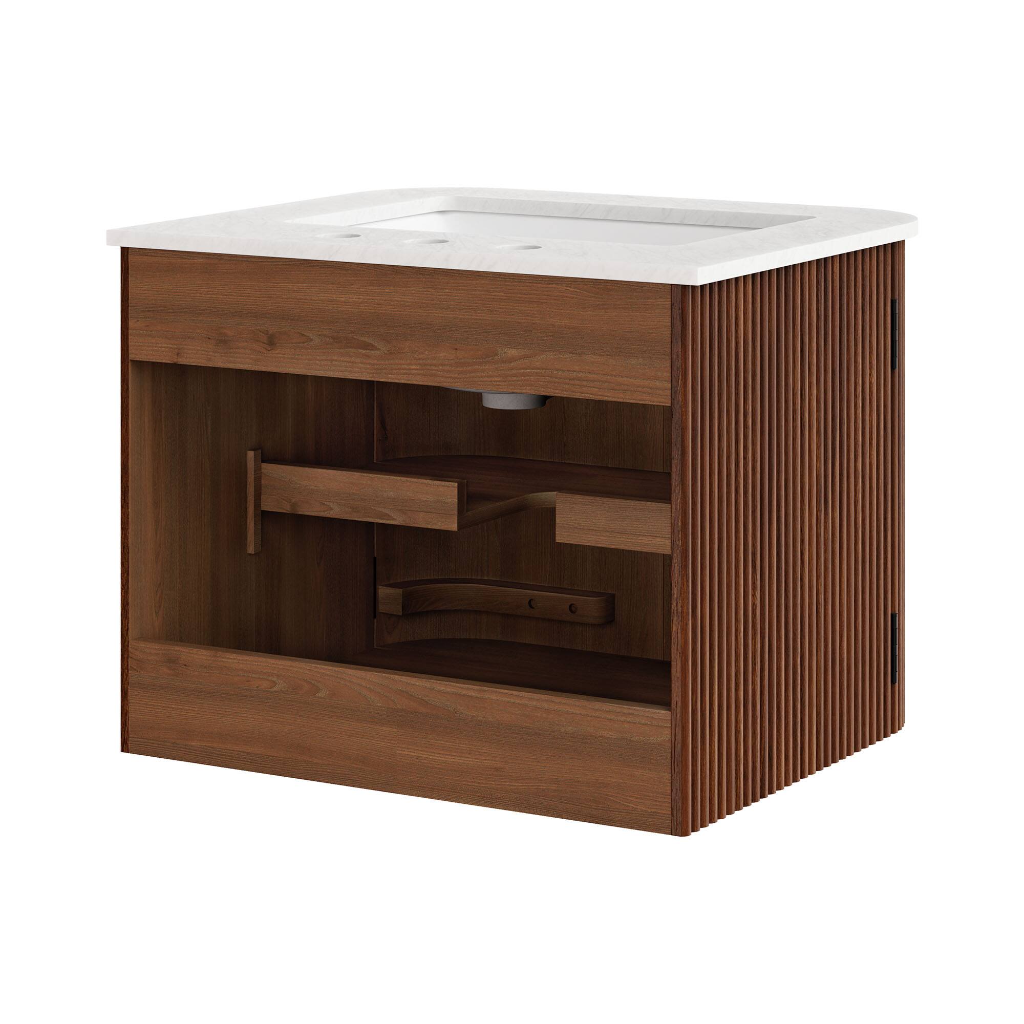 Alt View 3. Modway - Zia Wall-Mount Bathroom Vanity with Marble Sink by Modway - Walnut.