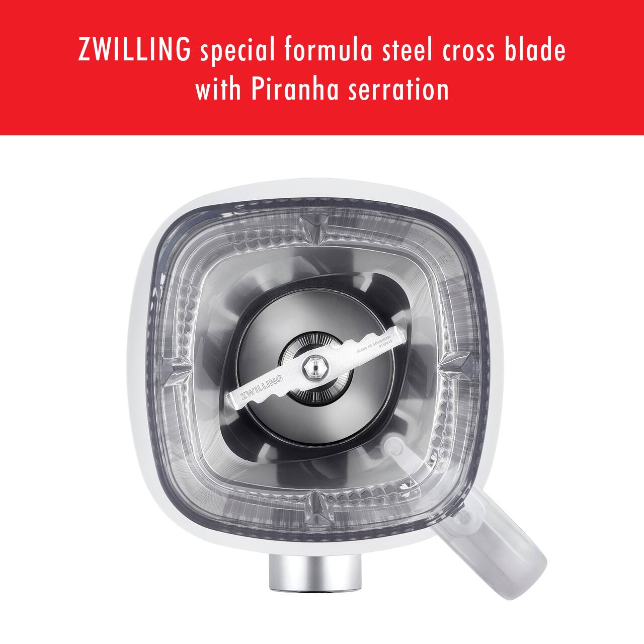 ZWILLING special formula steel cross blade with Piranha serration