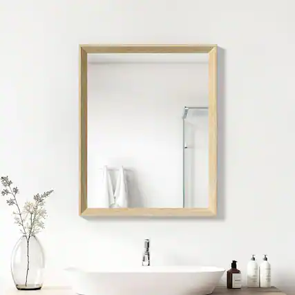 Front. ULTRUE - Ultrue UTBM0RT01OW04050 Oak Wood Effect 16x20 Framed Wall Mirror.