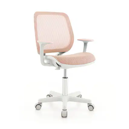 Front. Sugift - Swivel Mesh Children Computer Chair with Adjustable Height - Pink.