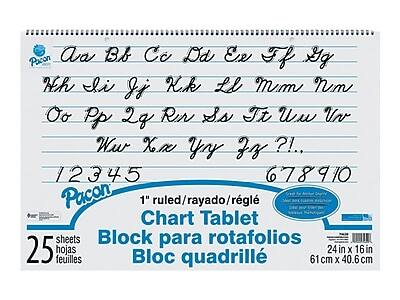 Pacon Aa Bb Cc Dd Ee Ff Gg Hh Ii Jj Kk Ll Mm Nn Oo Pp Qq Rr Ss Tt Uu Vv Ww Xx Yy Zz ?!.. 12345 678910

Pacon 1" ruled/rayado/réglé Chart Tablet Block para rotafolios Bloc quadrillé

25 sheets hojas feuilles

24 in x 16 in 61 cm x 40.6 cm