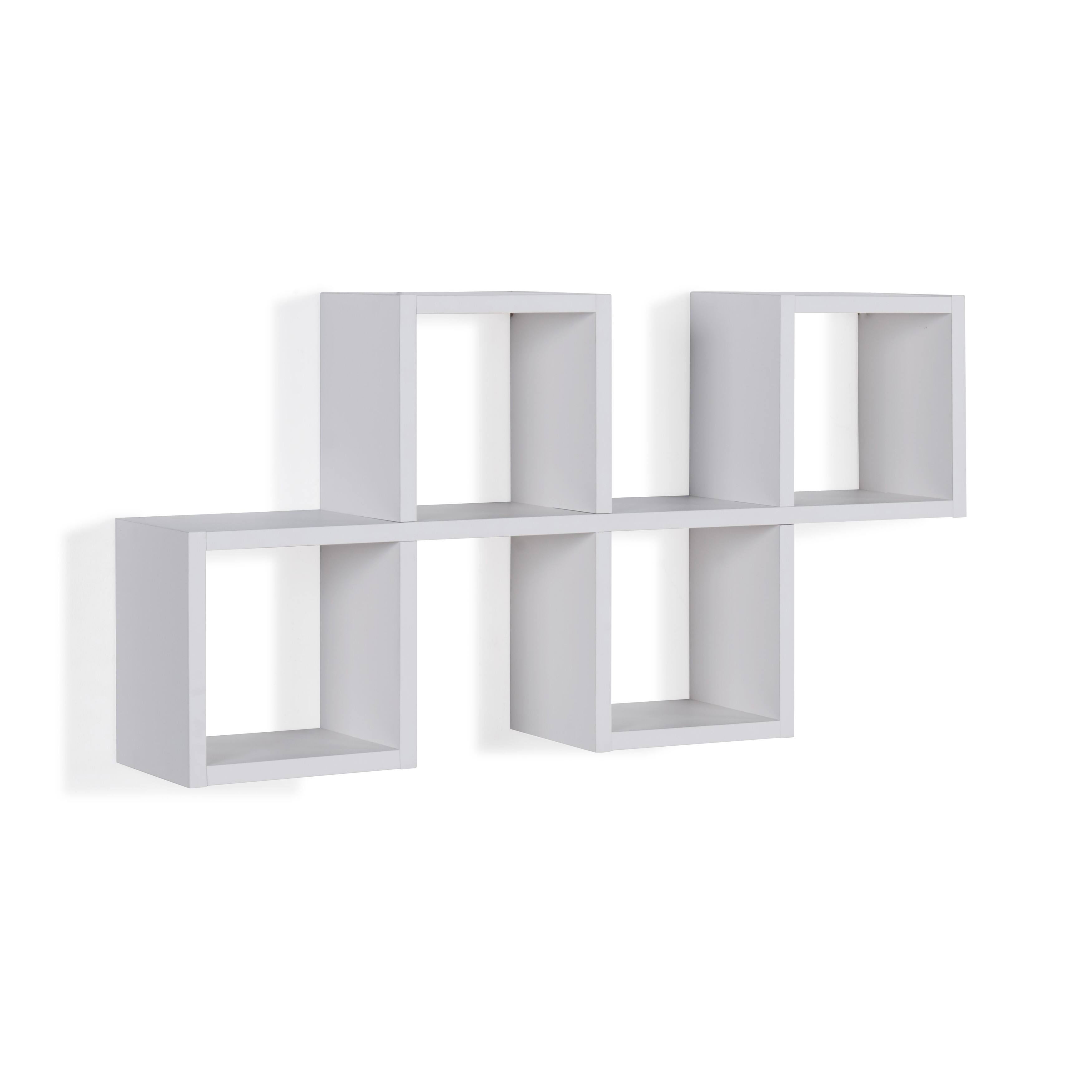 Back. Danya B - Cubby Chessboard Wall Shelf – White - White.