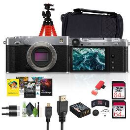 Fujifilm - X-E5 Mirrorless Digital Camera , 2x 64GB Memory Card - Silver