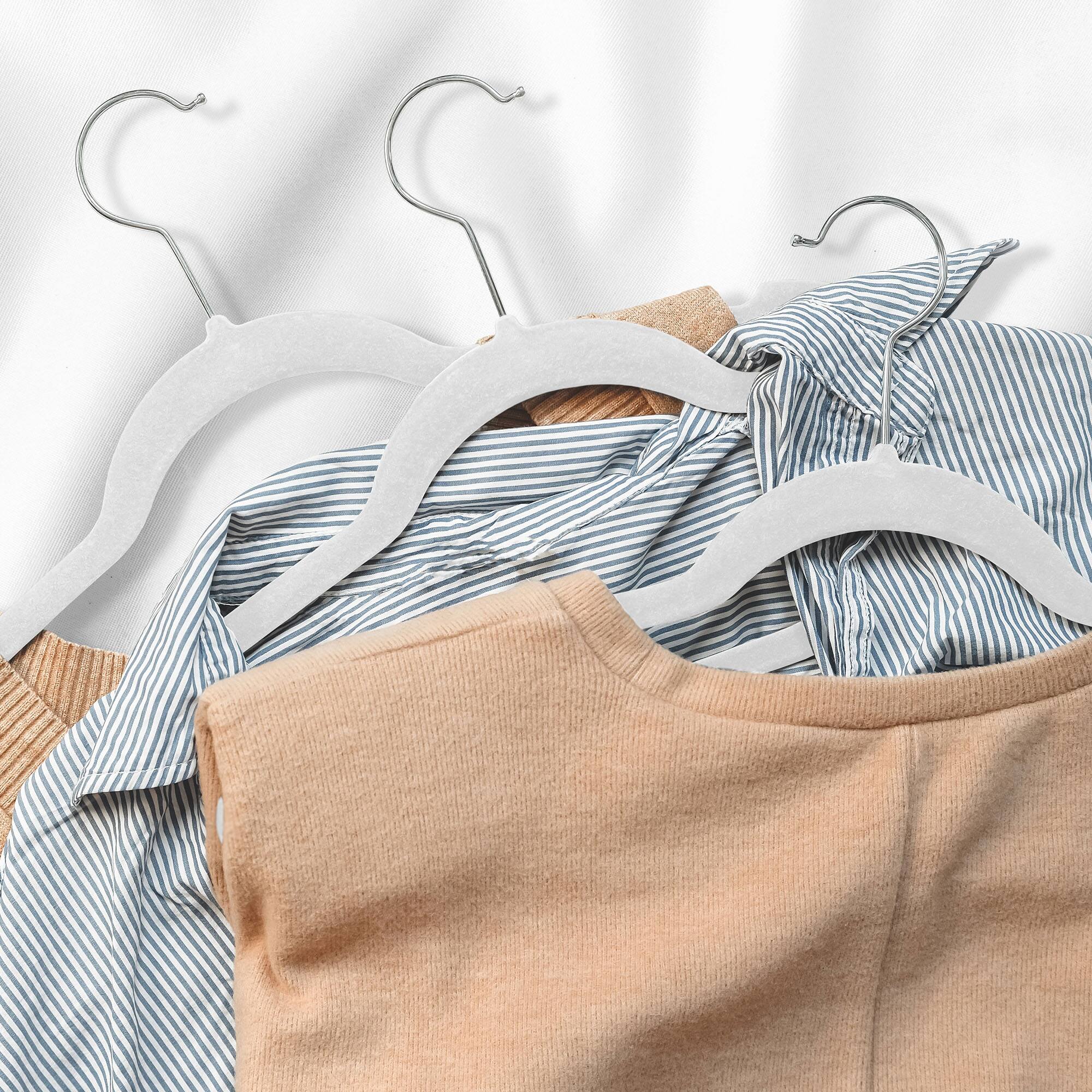 Alt View 5. Casafield - 50 Velvet 14-in Kid's Hangers - Ivory.