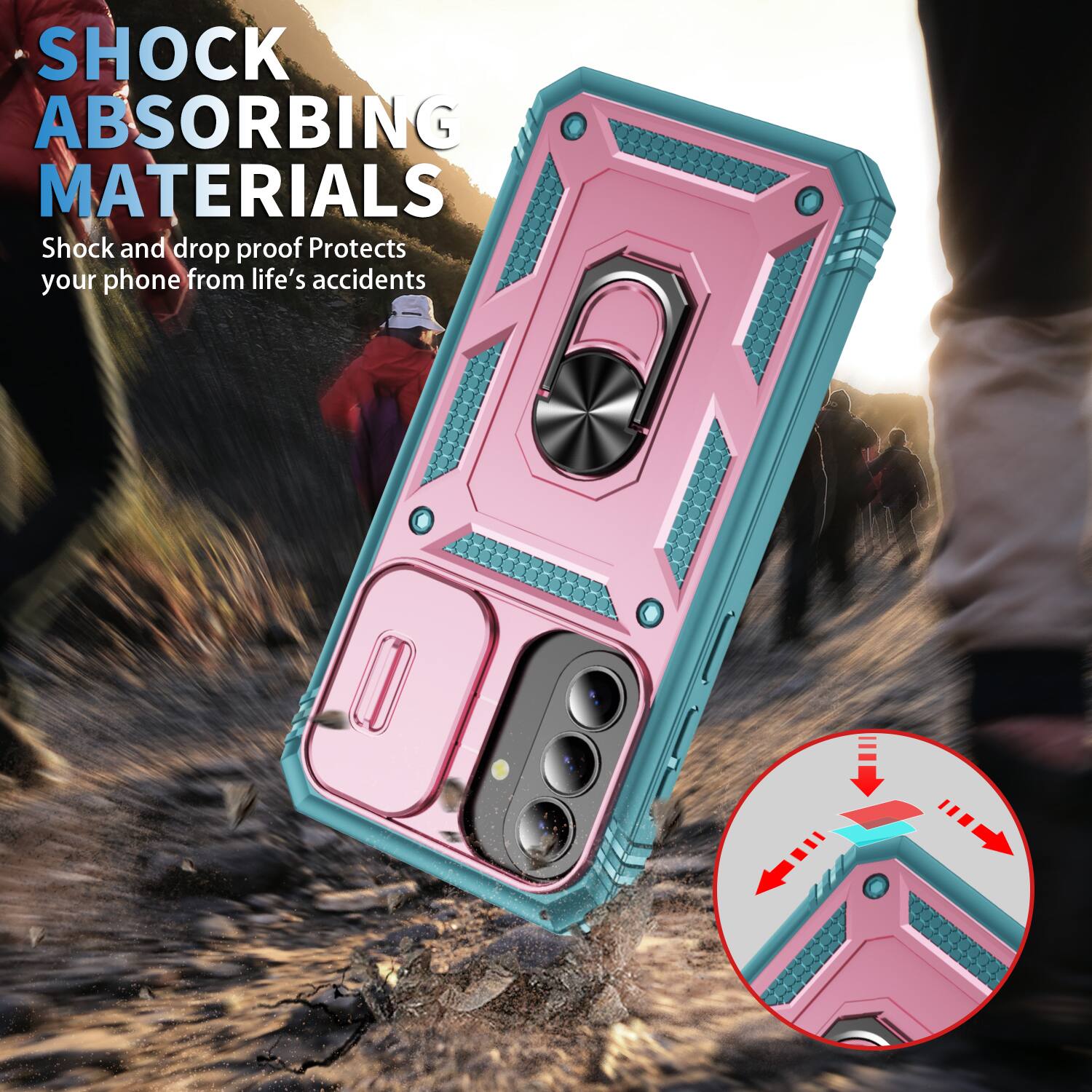 SHOCK ABSORBING MATERIALS  
Shock and drop proof  
Protects your phone from life's accidents