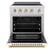 Angle. ZLINE - 30 in. Wide 4 Elements Autograph 4.2 Cu.Ft. Paramount Freestanding Induction Range in Satin Steel with Gold Accents - Matte White.