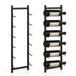 Hivvago - Simple Metal Wall Mounted 6-Bottle Wine Rack - Black
