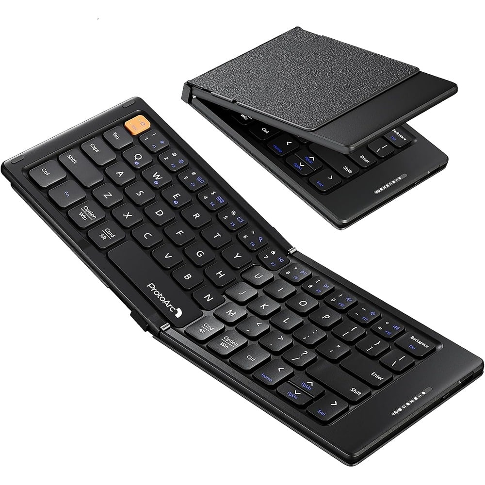 RTMB - Foldable Bluetooth Keyboard – Compact, PU Leather, Portable - Black