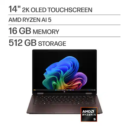 14" 2K OLED TOUCHSCREEN
AMD RYZEN AI 5
16 GB MEMORY
512 GB STORAGE