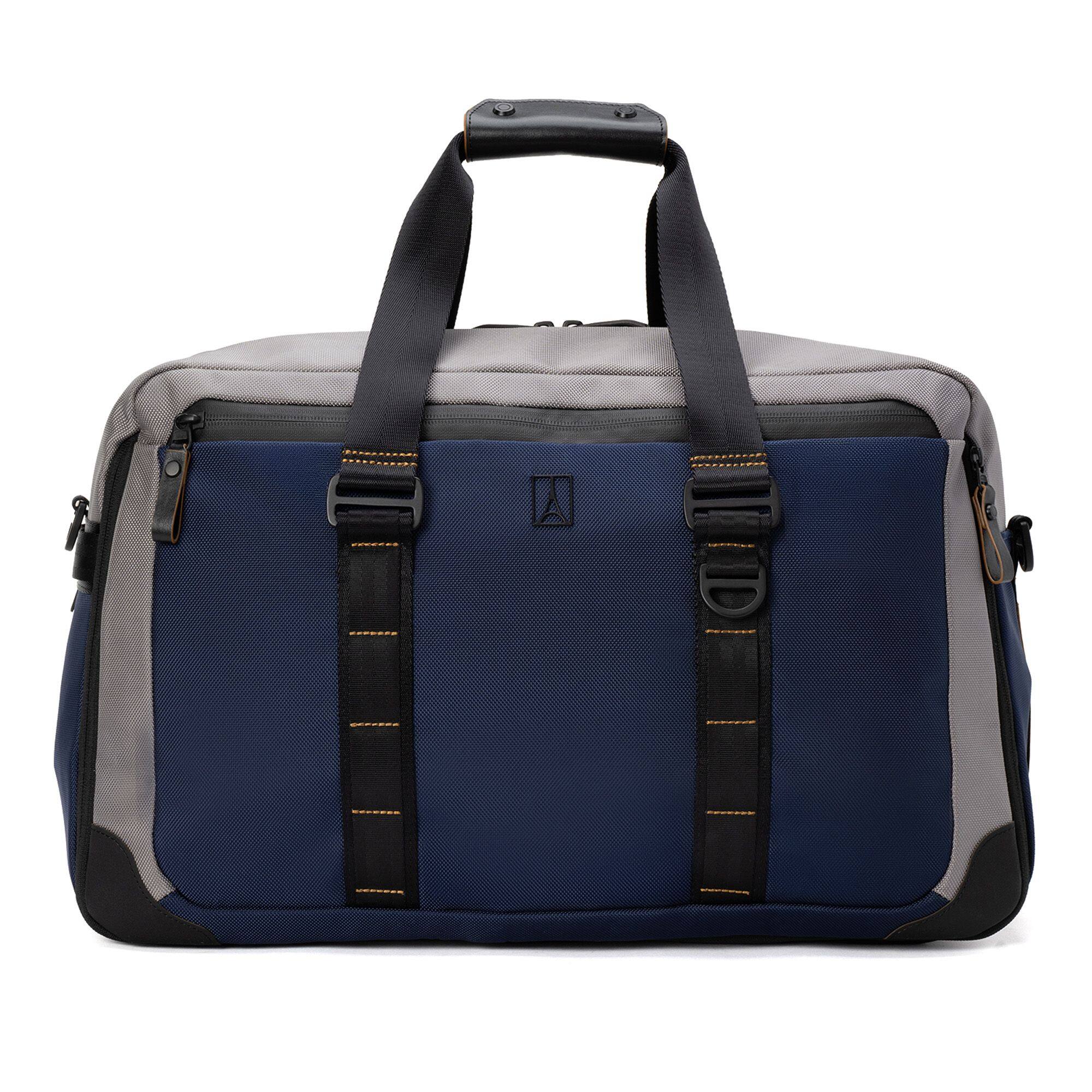 Front. Travelpro - Altitude Double Expansion Duffel - Stellar Navy/Grey.