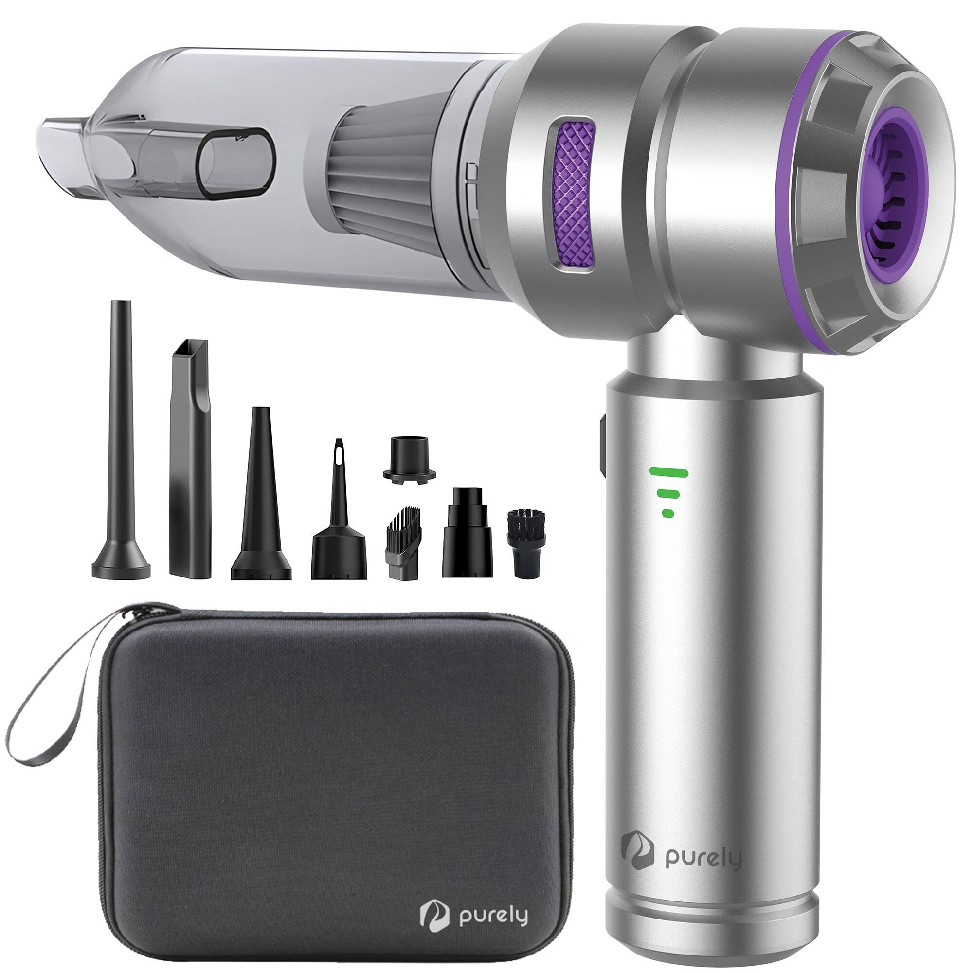 Purely - C220 Wireless Vacuum & Air Duster with Storage Case - Silver