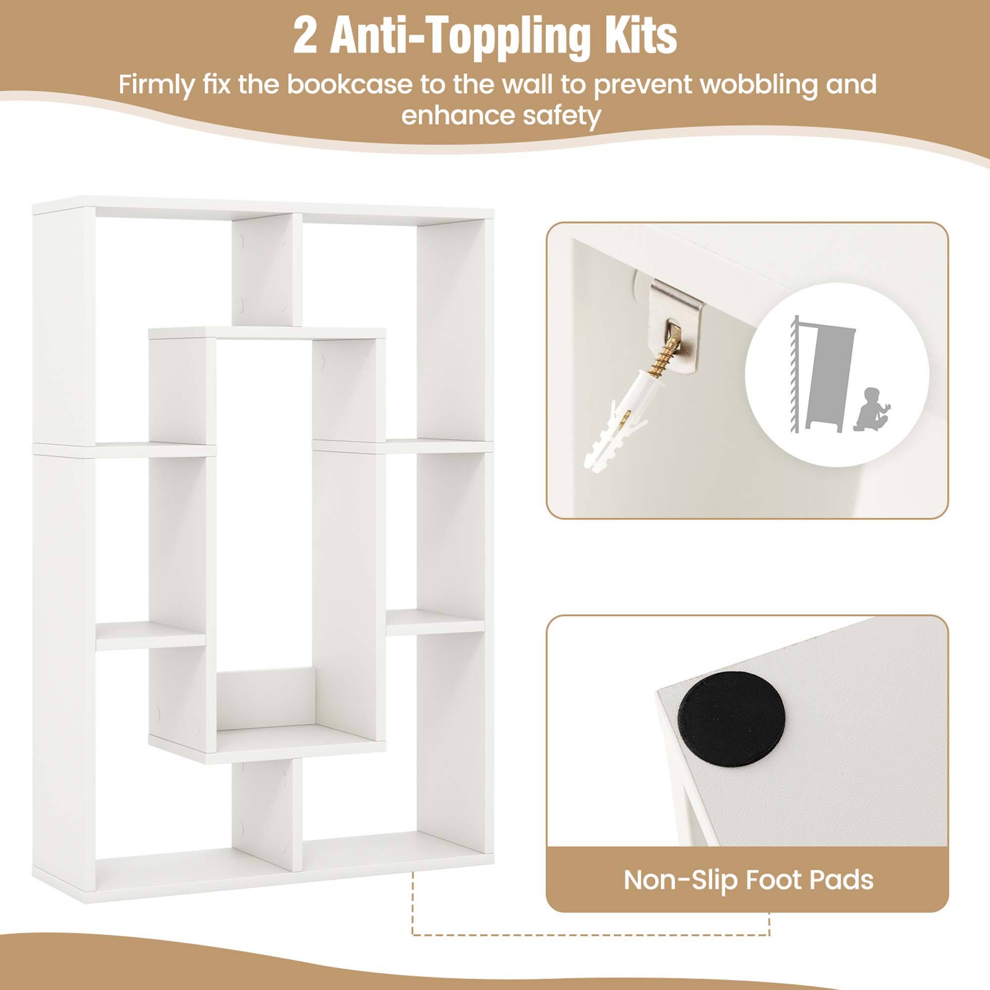 2 Anti-Topping Kits  
Firmly fix the bookcase to the wall to prevent wobbling and enhance safety  

Non-Slip Foot Pads