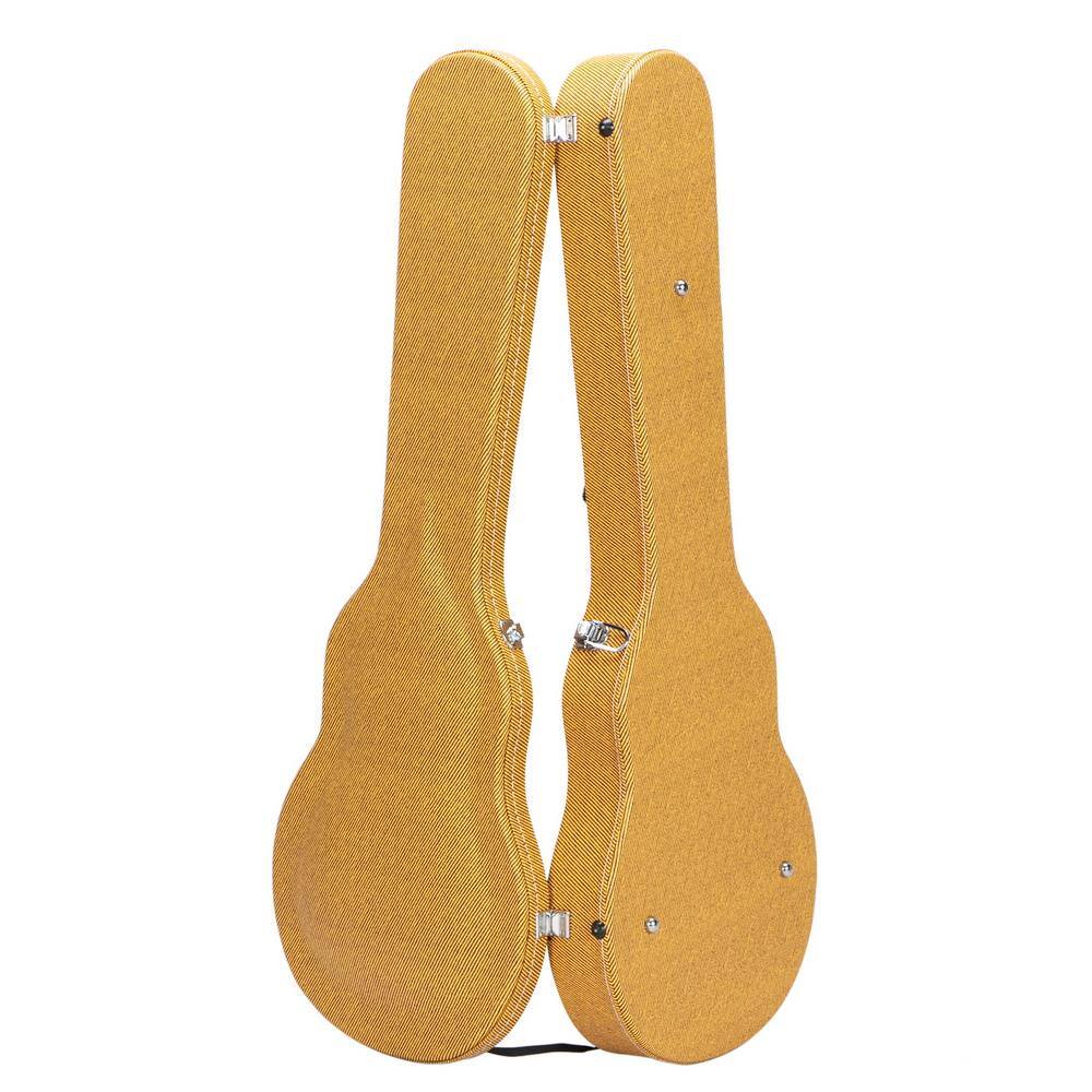 Front. Winado - Glarry Electric Guitar Case Wooden Hardshell Lockable Carrying Box Gift Yellow.