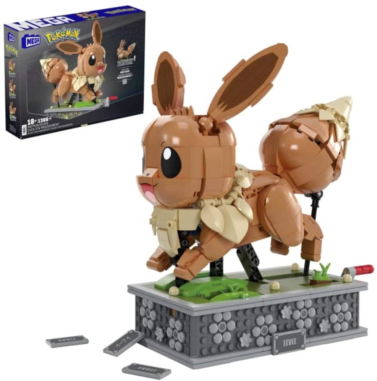Mega Bloks - Pokemon: Build with Motion Eevee, 1366 Piece Building Toy Set - COLLECTABLES - Multicolor