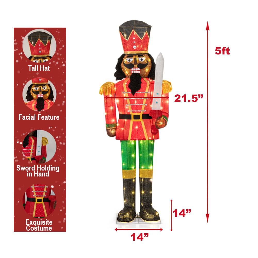 5ft Tall  
21.5" Facial Feature  
Sword Holding in Hand  
14" Exquisite Costume  
14"