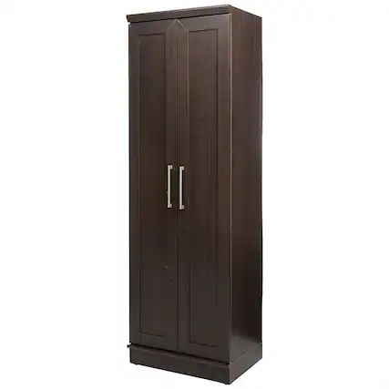 Front. Hivvago - Bedroom Wardrobe Cabinet Storage Closet Organizer in Dark Brown Oak Finish - Dark Brown.