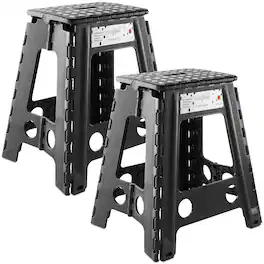 Casafield - Folding Step Stools with Handle (Set of 2) - Black