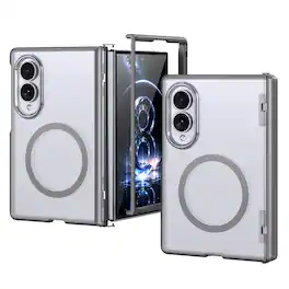 Dteck - Rugged Magnetic Case For Samsung Galaxy Z Fold8 Shockproof Matte Anti-Fingerprint Cover Hinge Protection - Gray