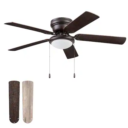 Front. Portage Bay - Portage Bay Cherry Hill 52" Ceiling Fan, Quiet Motor & Pull Chain, Sienna Bronze - Sienna.
