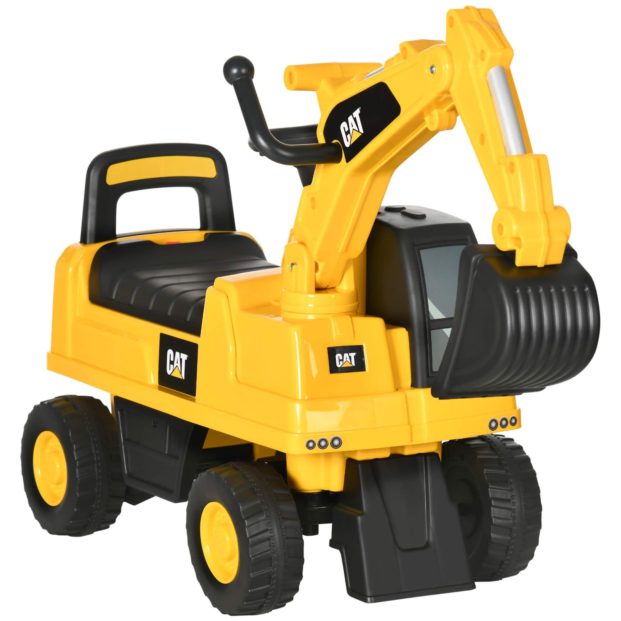 Ecooso - Kids Pedal Ride-On Excavator with Working Shovel, Hidden Storage, and Horn for Toddlers 18-36 Months - Yellow