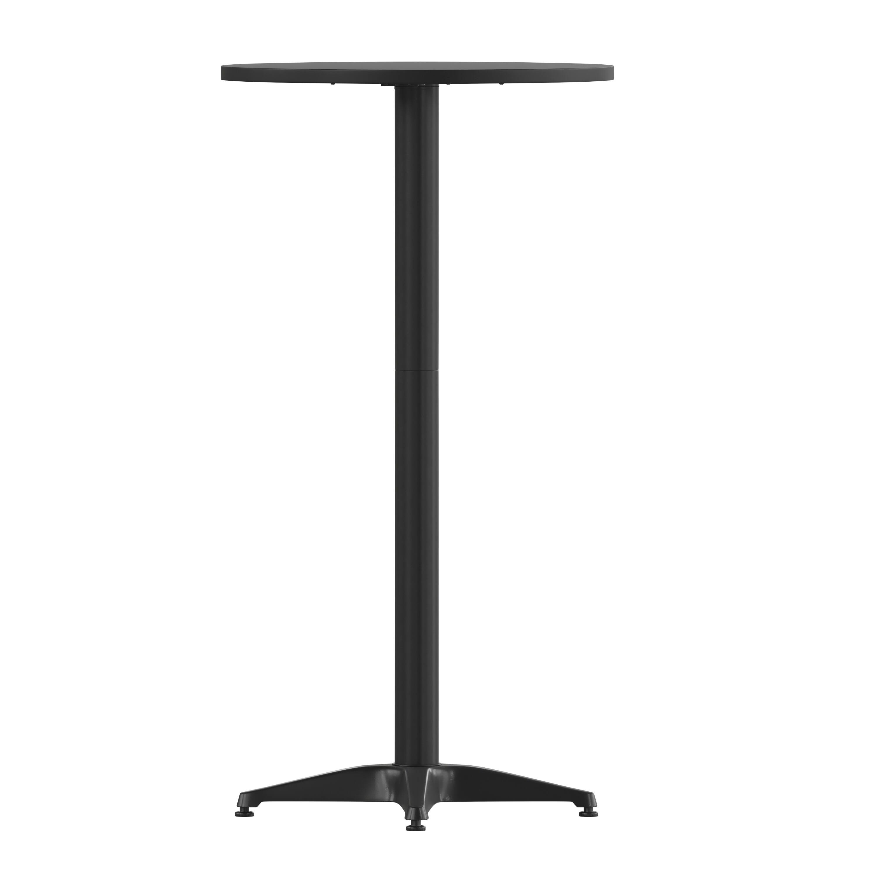 Alt View 8. Emma + Oliver - Indoor/Outdoor 23.5"H Aluminum Round Bar Height Table with Cross Base - Black.