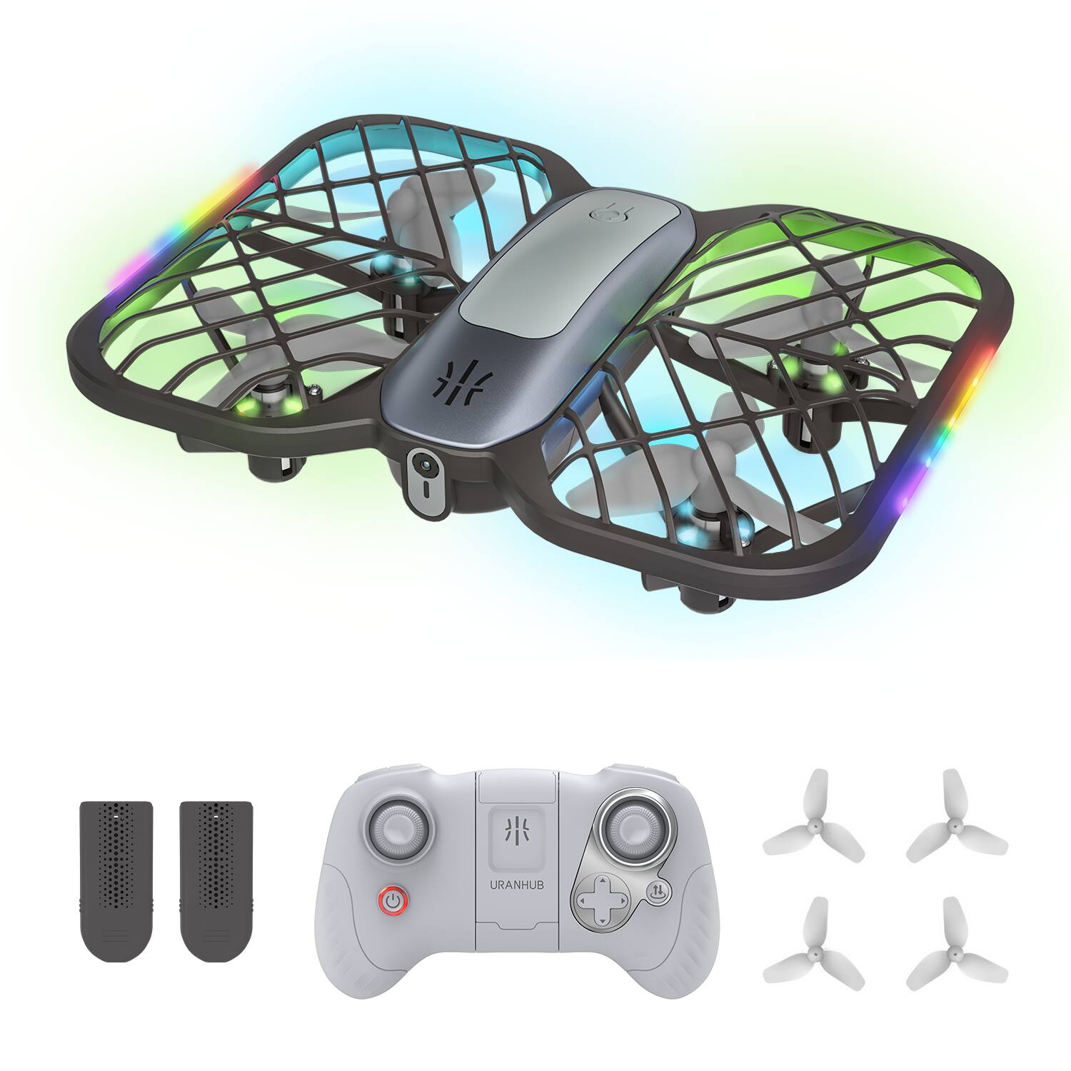 Angle. URANHUB - 720P HD Camera Mini Drone with 5 Colorful Lighting Modes and Remote Controller - Brown.