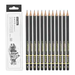 Unique Bargains - 12pcs 4H Sketch Pencils Professional Graphite Wood Break-Resistant for Artists Beginners Shading Doodling - Black