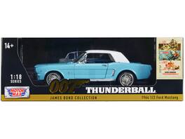 Motormax - 1964 1/2 Ford Mustang Light Blue White Top James Bond 007 "Thunderball" 1965 Movie 1/18 James Bond Collection - Light Blue With White