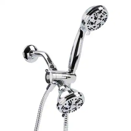 Front. OAKBROOK - OakBrook Chrome PVC 5 settings Showerhead Combo 1.8 gpm - Silver.