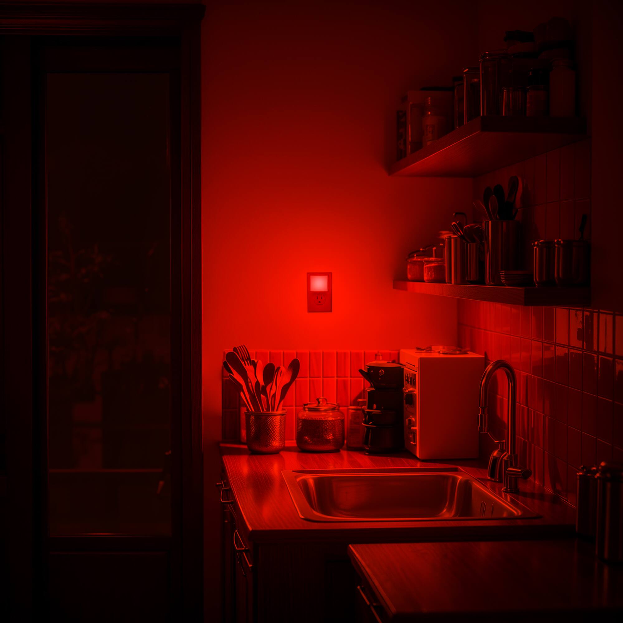Left. Jandcase - JANDCASE 2-Pack 0.3W Plug-in Night Light, Red Glow, Compact Square Design, Non-, Dusk-to-Dawn Auto Sensor - White.